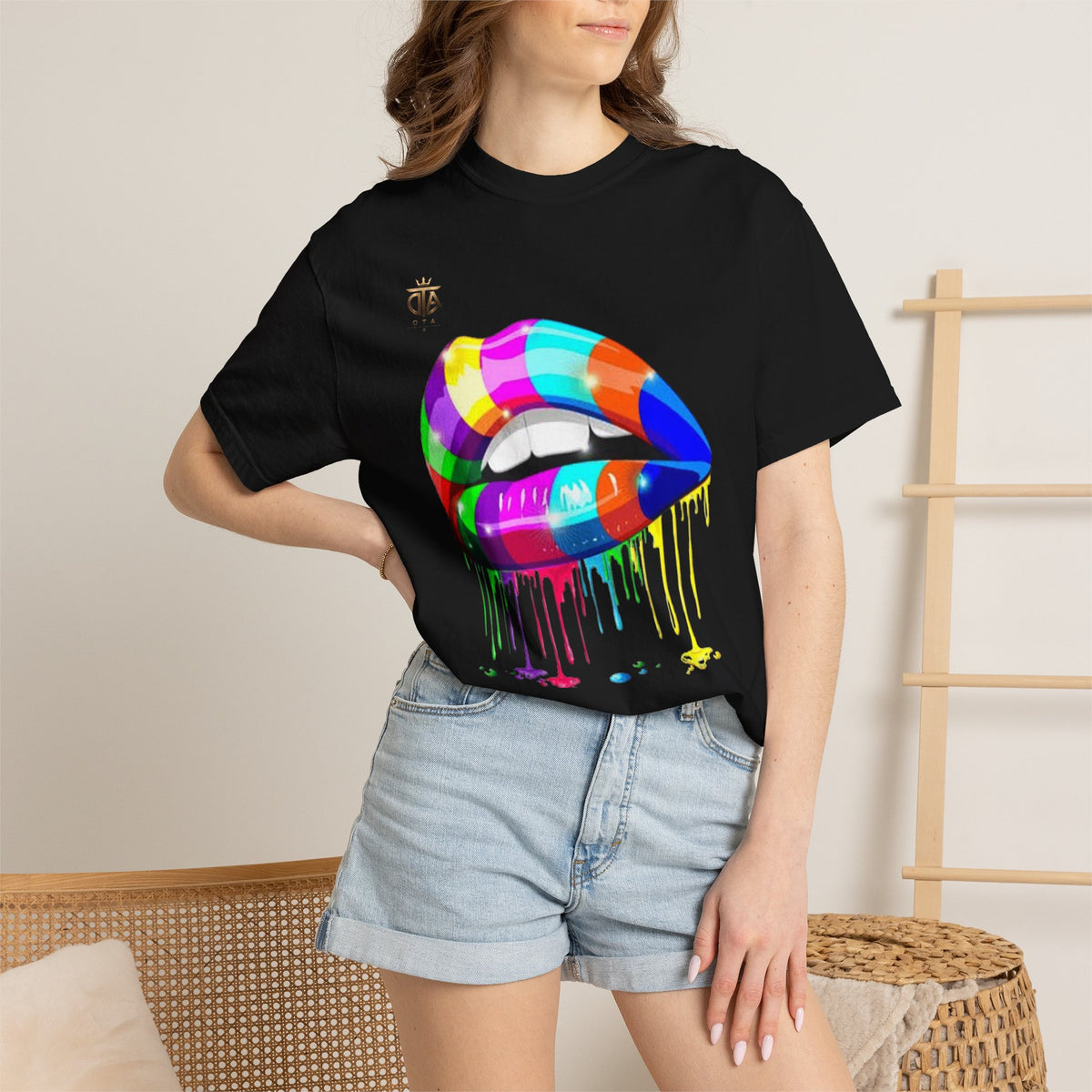 Paint Drip Rainbow Lips T-Shirt