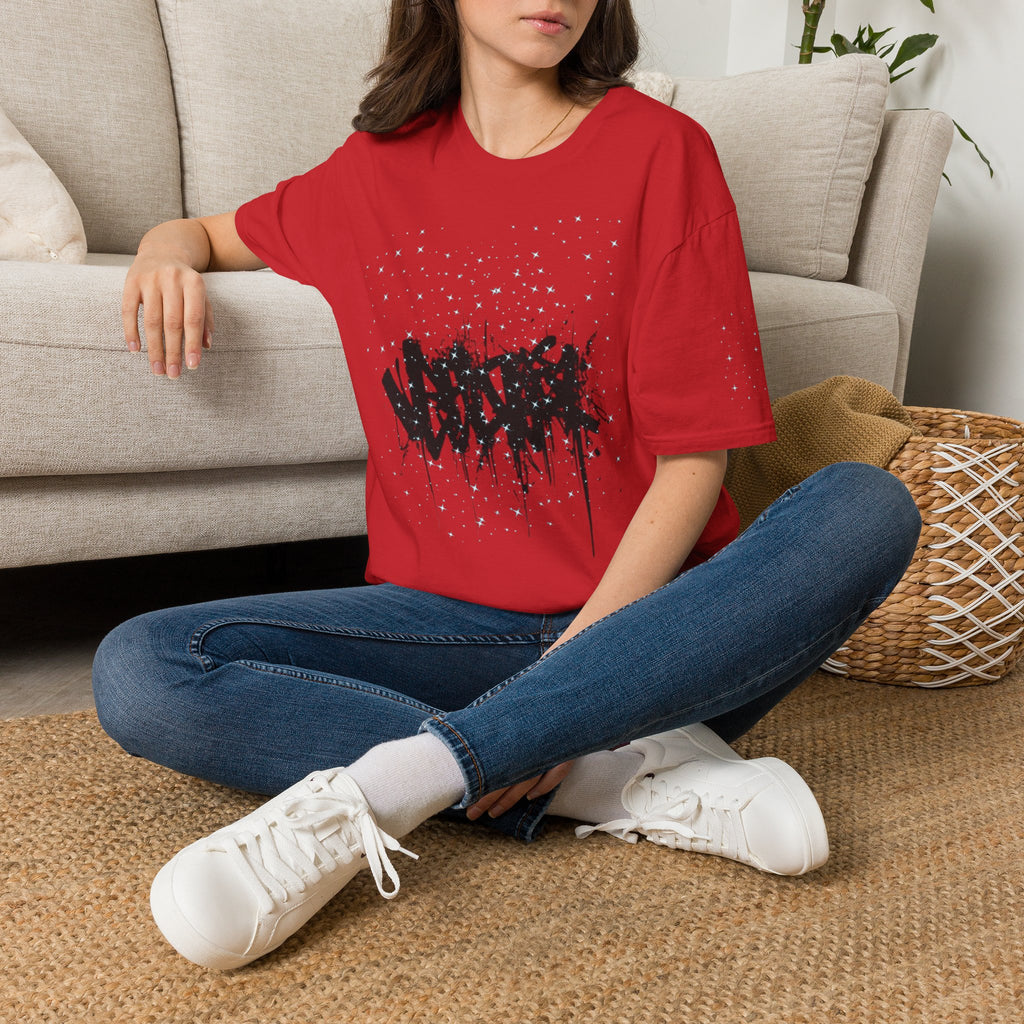 Abstract Urban Graffiti T-Shirt — Edgy Black Splatter Streetwear Tee