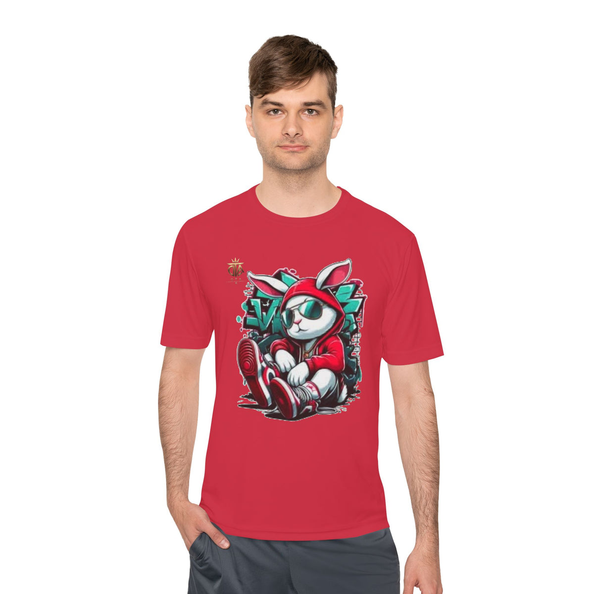 Cat Streetwear Tee — Cool Bunny in Hoodie Graphic Moisture-Wicking Shirt