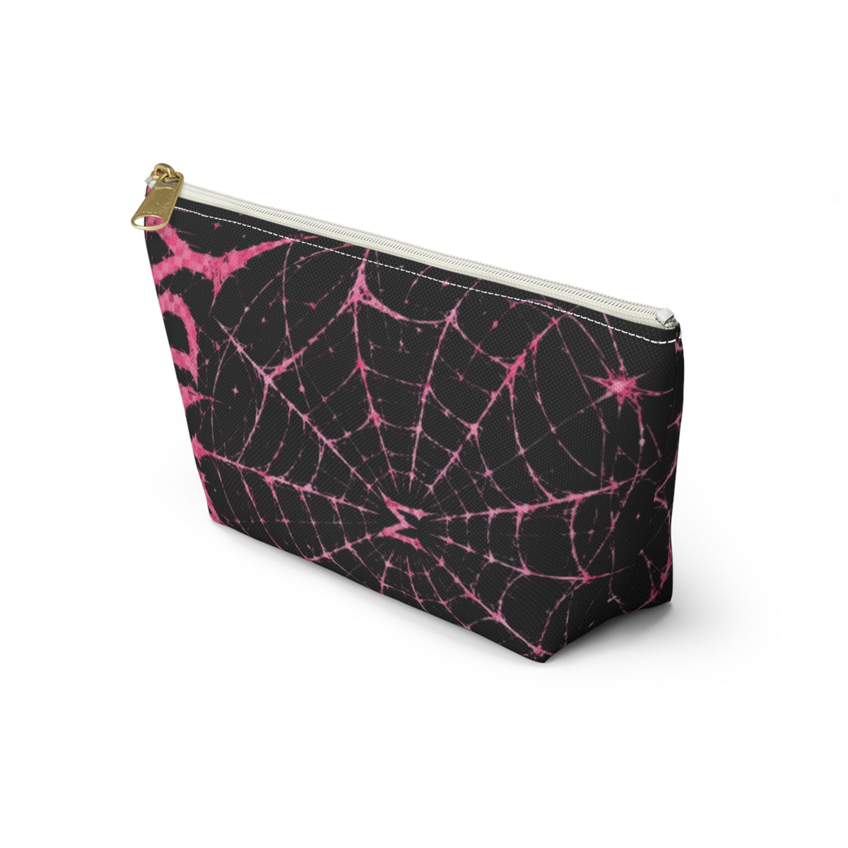 Spider Web Accessory Pouch — Pink Gothic 'End' T‑Bottom Makeup Bag