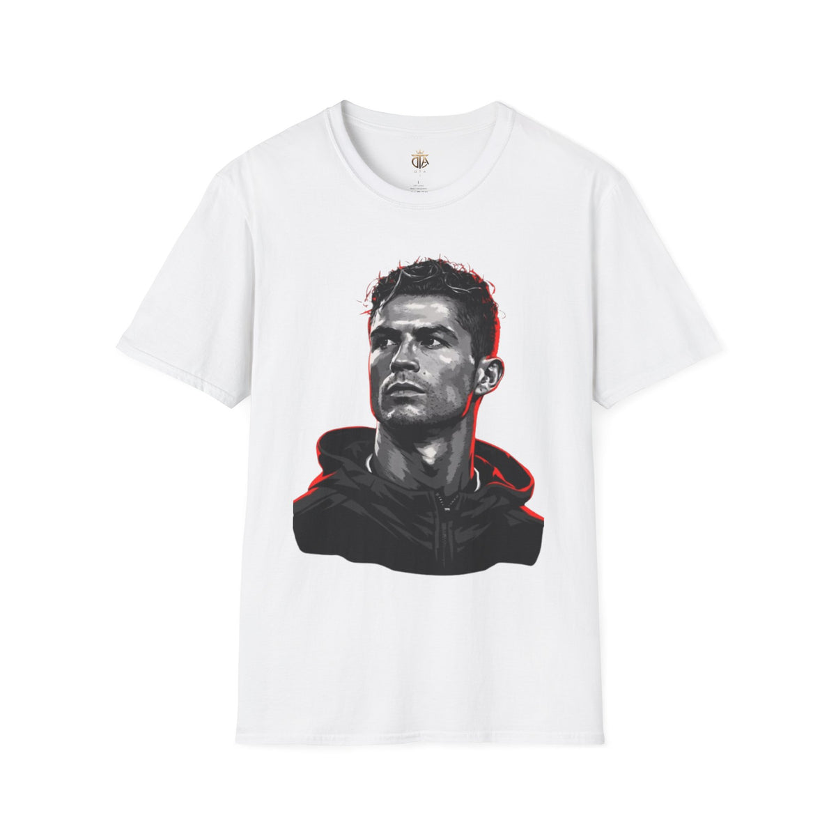 Graphic Portrait T-Shirt — Bold Monochrome Ronaldo Face Print