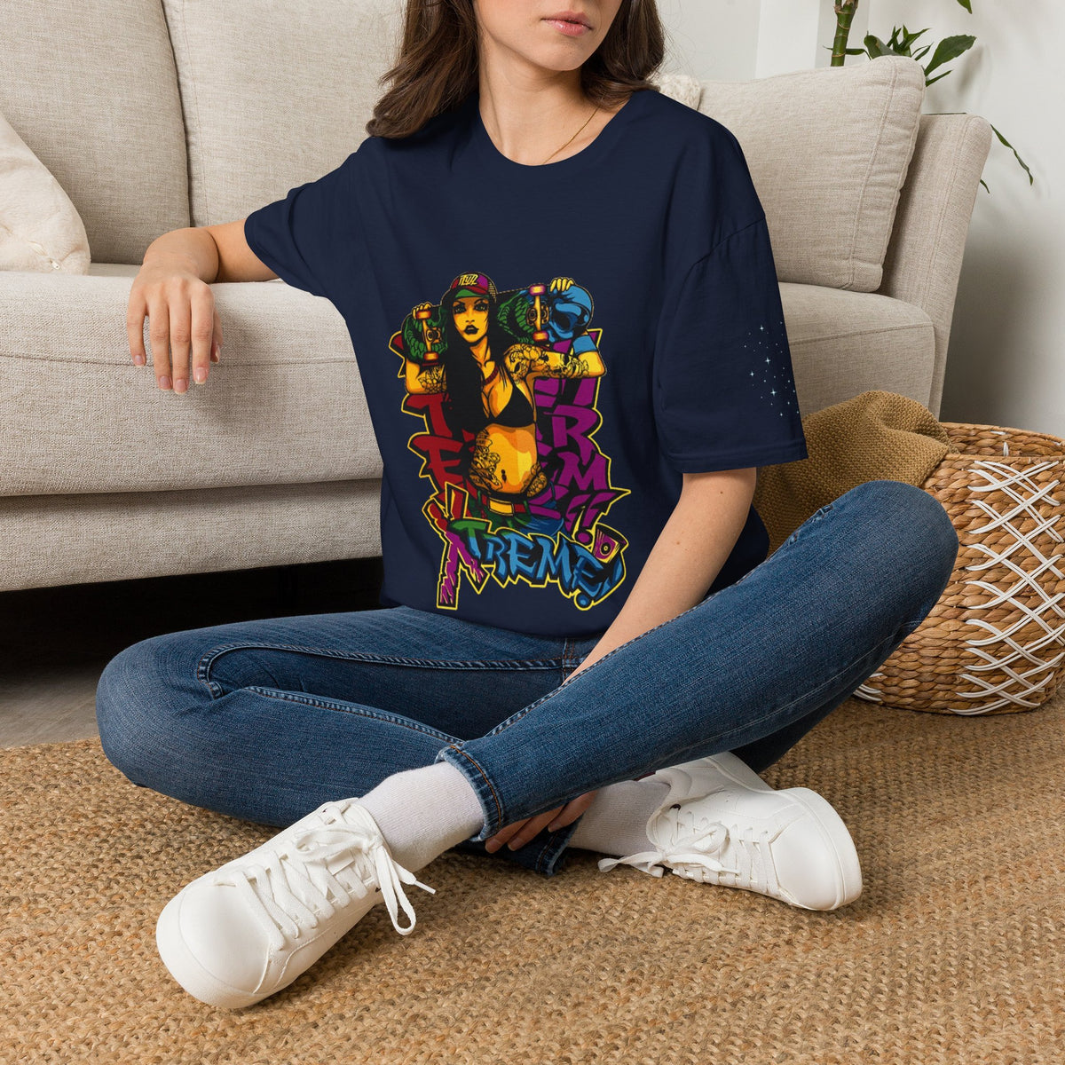 Graphic Tee — Retro Urban Girl Skateboard Street Art Design