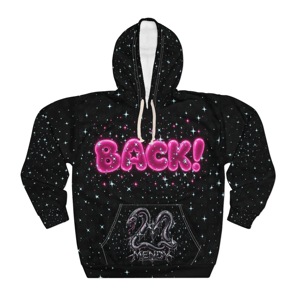 Zodiac Serpent Hoodie — "BACK!" Sparkle Snake Graphic Pullover (Mendy)