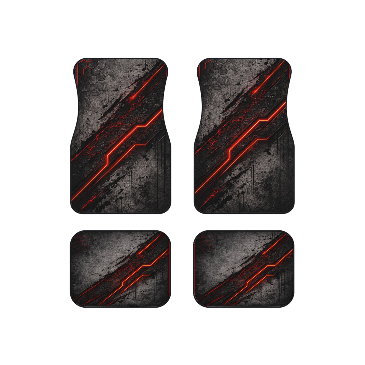 Red Neon Tech Car Mats (Set of 4)