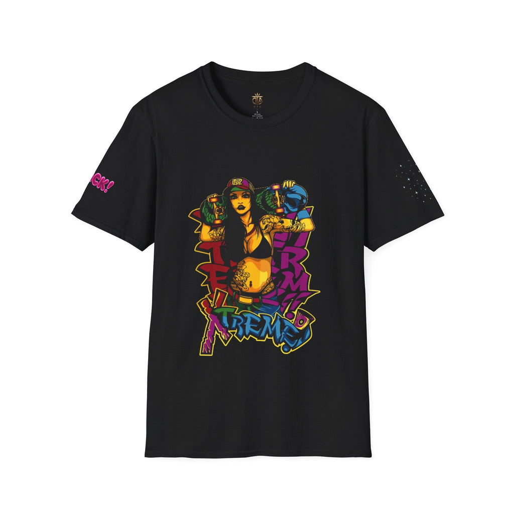 Graphic Tee — Retro Urban Girl Skateboard Street Art Design