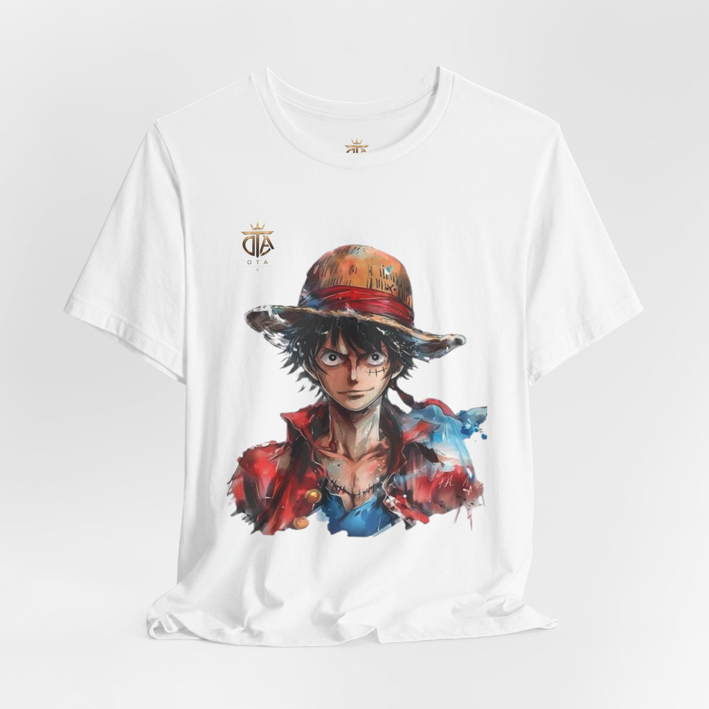 Luffy Watercolor Portrait T-Shirt — Anime Straw Hat Crew Tee