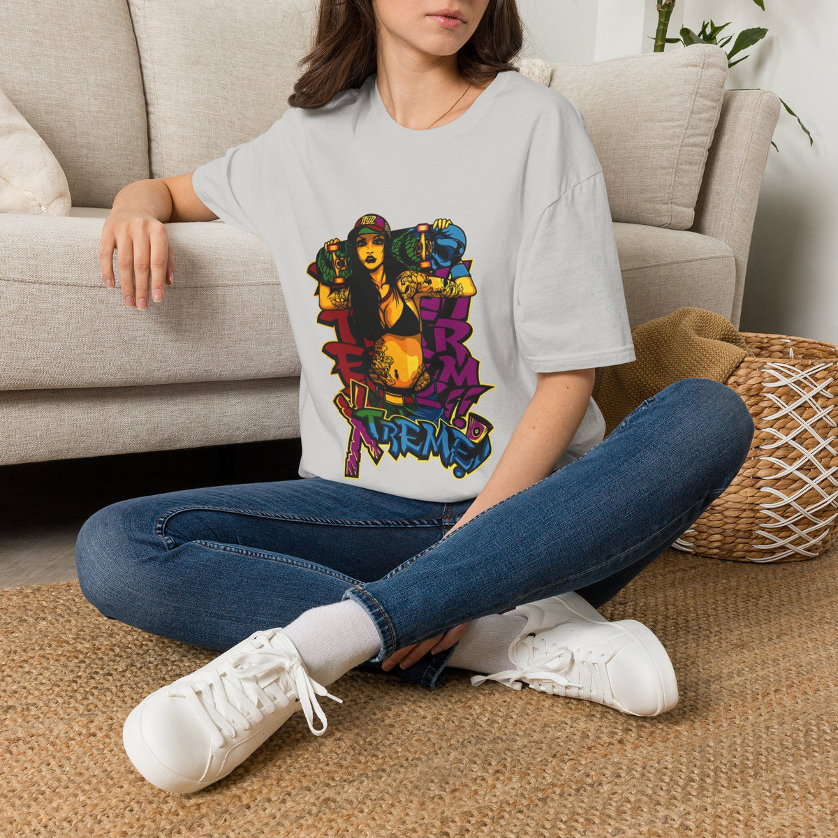 Graphic Tee — Retro Urban Girl Skateboard Street Art Design