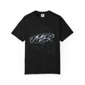 M8 Galaxy Graphic T-Shirt — Metallic Script Starfield Design
