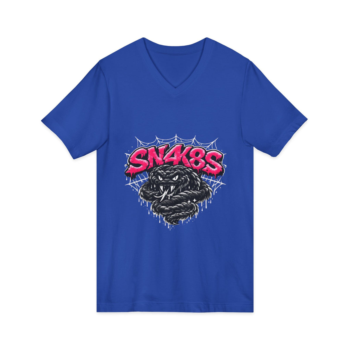 SN4K8S Snake Graphic V-Neck Tee — Bold Streetwear Shirt with Pink Logo