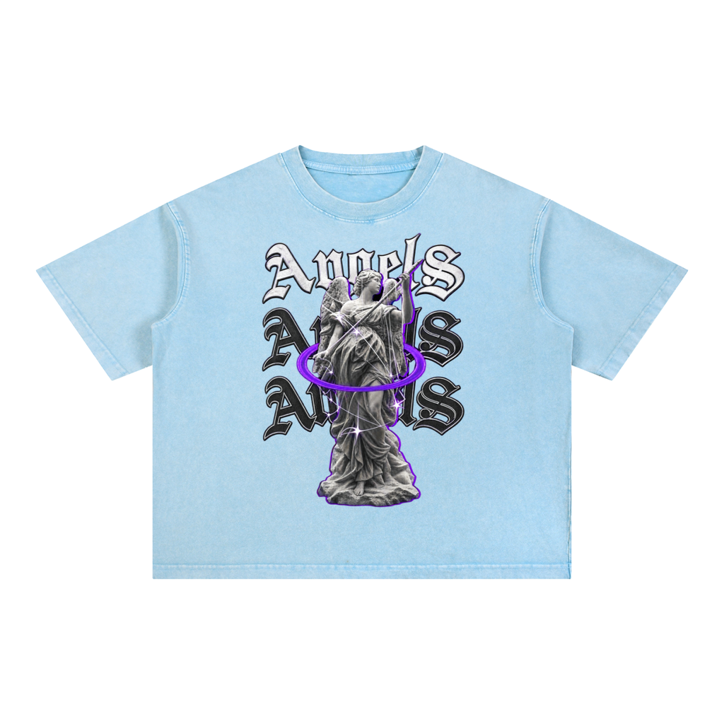 ANGEL Mineral Wash Boxy Cotton T-Shirt